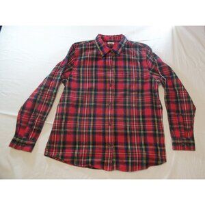 LL Bean Button Up Flannel Shirt Men Sz L Reg Plaid Long‎ Sleeve Winter Workwear
